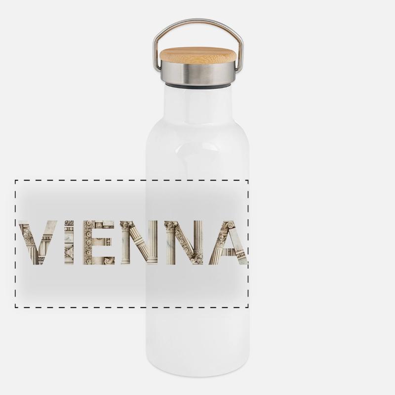 Vienna Typography with classical architecture Panoramic Thermal Bottle with Bamboo Lid