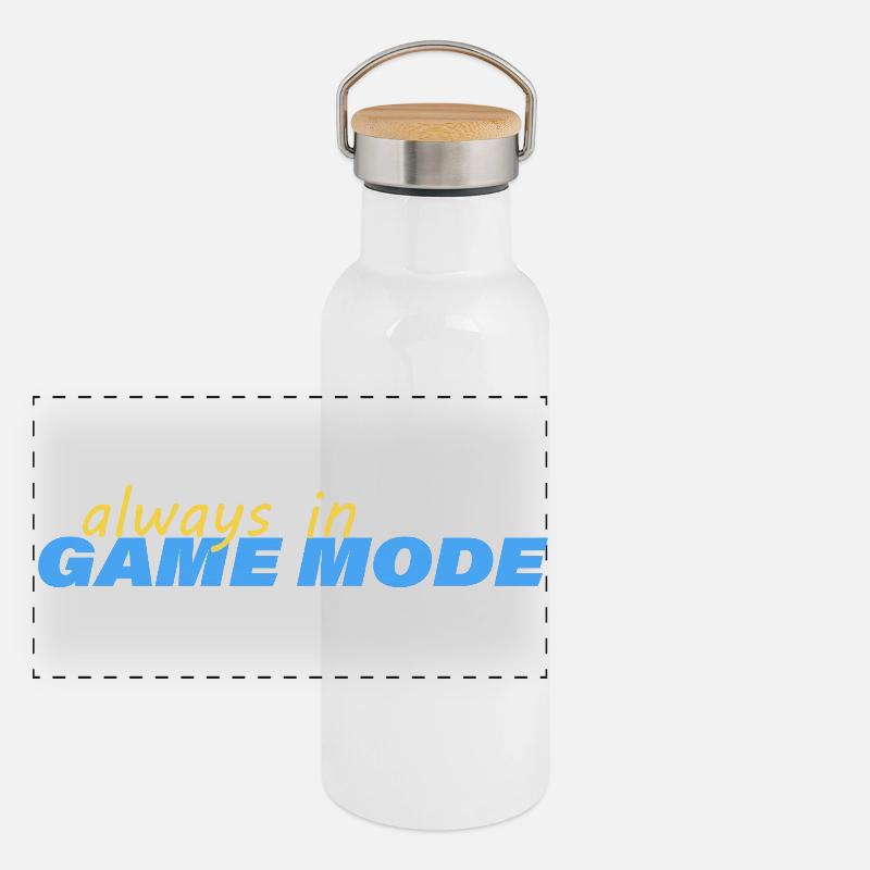 ALWAYS IN GAME MODE Panorama Thermosflasche mit Bambusdeckel