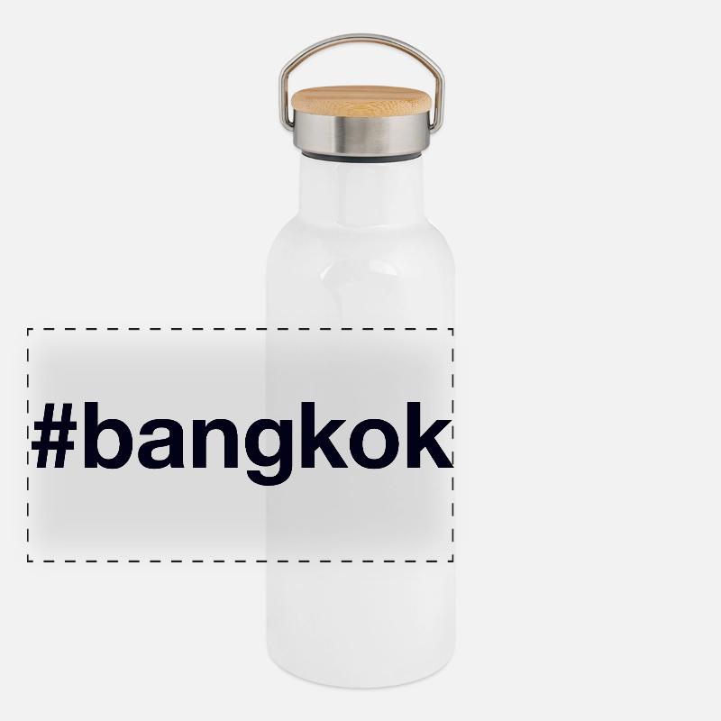 Bangkok Thailand Hashtag Panoramic Thermal Bottle with Bamboo Lid