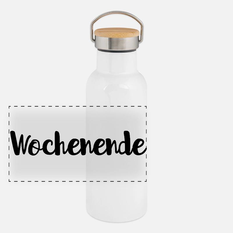 Wochenende - Panorama Thermosflasche mit Bambusdeckel - Weiß