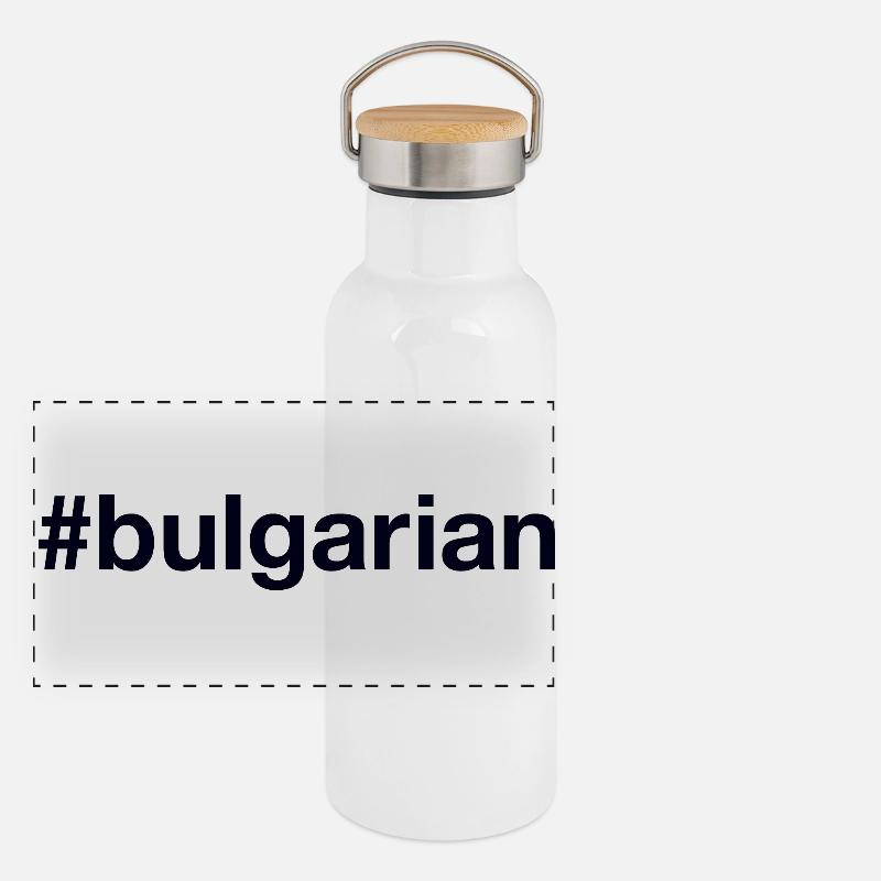 BULGARIAN HAshtag Panorama Thermosflasche mit Bambusdeckel