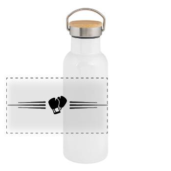 Ligne de gants de boxe - Gourde isotherme avec bouchon en bambou - blanc - Devant