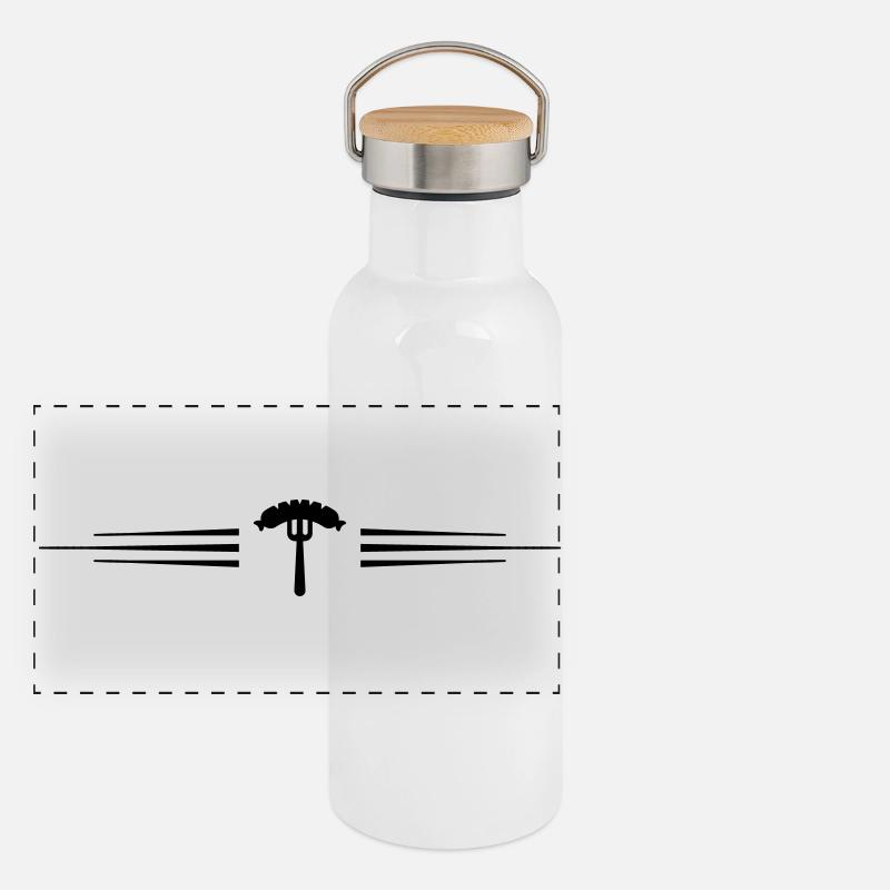 Sausage, fork, currywurst Panoramic Thermal Bottle with Bamboo Lid