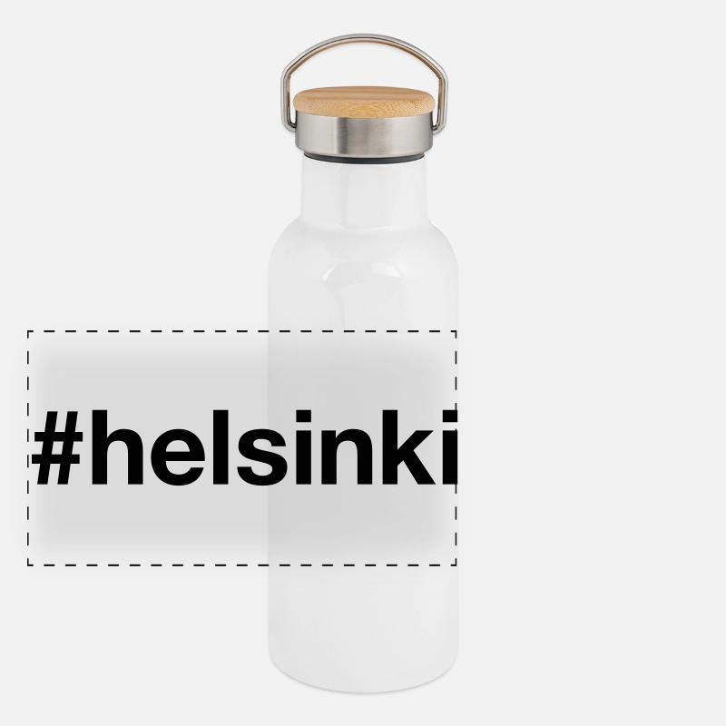 HELSINKI Finlande Finlande Hashtag Gourde isotherme avec bouchon en bambou