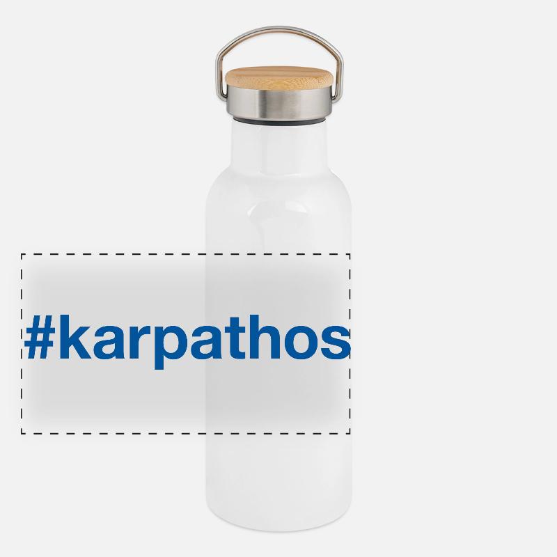 KARPATHOS Greece Griechenland Hashtag Panorama Thermosflasche mit Bambusdeckel