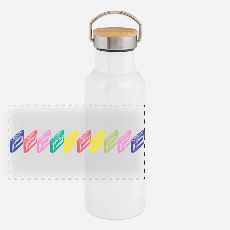 Kassette Panorama Thermosflasche mit Bambusdeckel