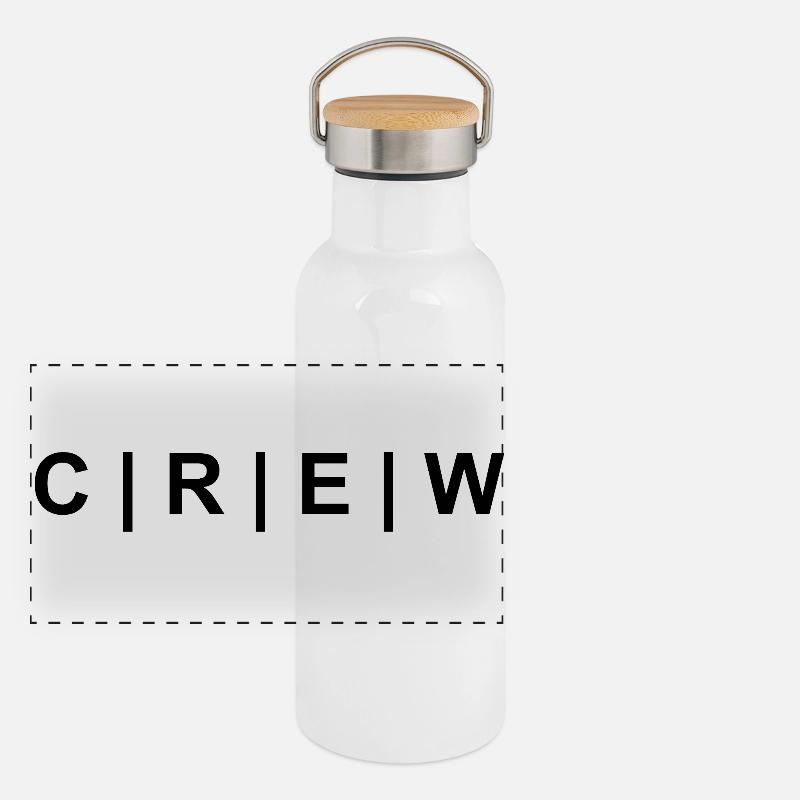 CREW black - Panoramic Thermal Bottle with Bamboo Lid - white