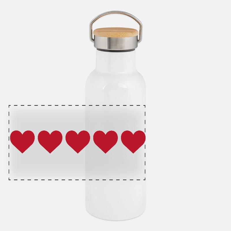Red hearts in minimalist pattern Panoramic Thermal Bottle with Bamboo Lid