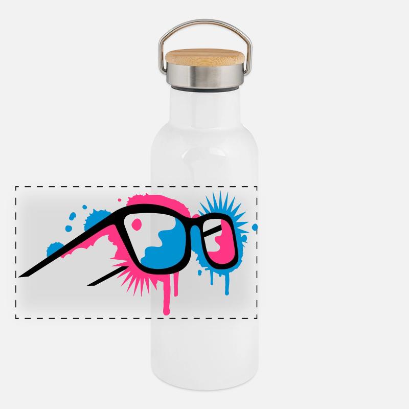 Lunettes 3D dans un style de graffiti Gourde isotherme avec bouchon en bambou