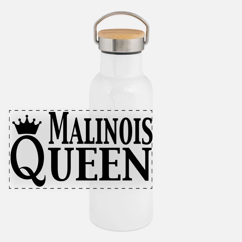 Malinois Queen Panorama Thermosflasche mit Bambusdeckel