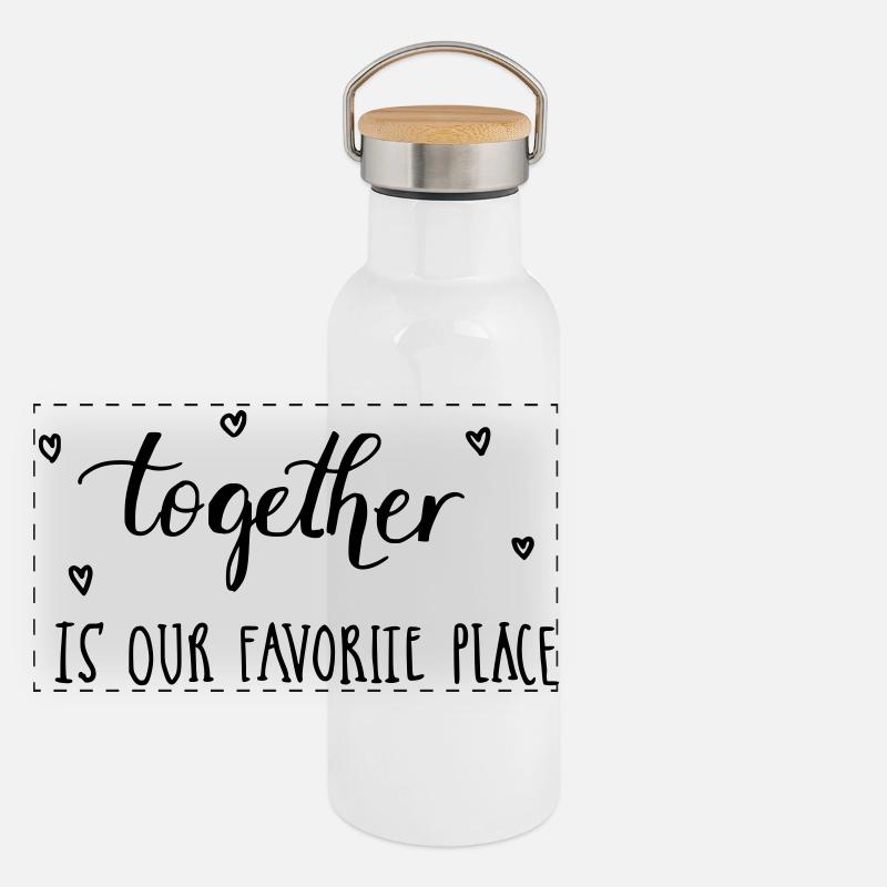 Ensemble est notre endroit préféré - l’amour Gourde isotherme avec bouchon en bambou