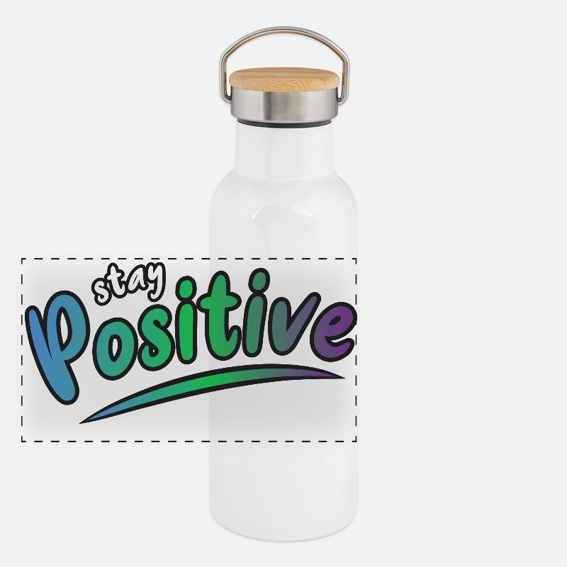 Restez positif Gourde isotherme avec bouchon en bambou