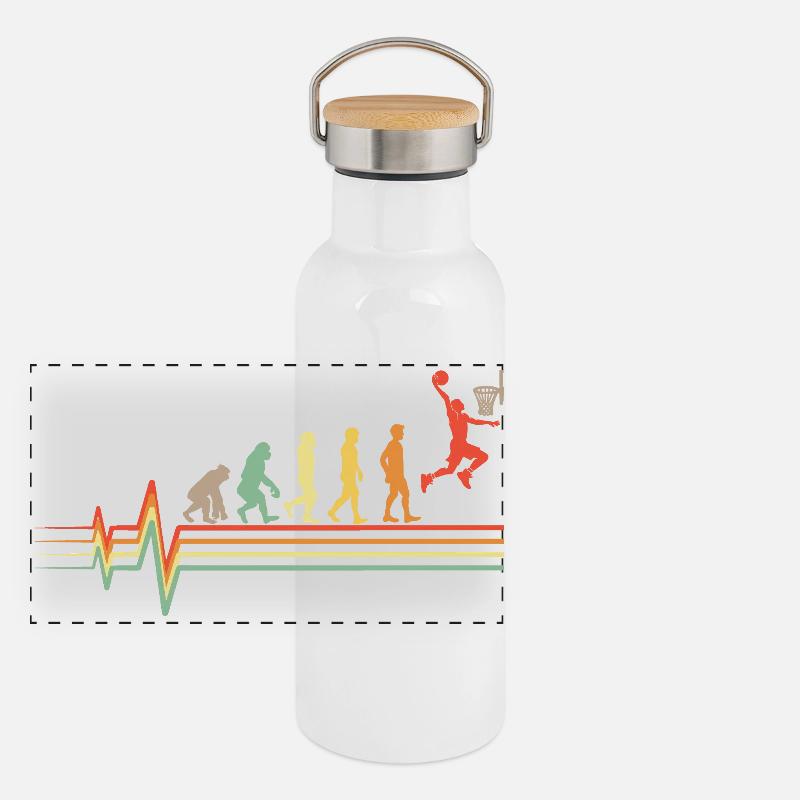 Basketball Evolution Retro ECG Heartbeat Gift Gourde isotherme avec bouchon en bambou