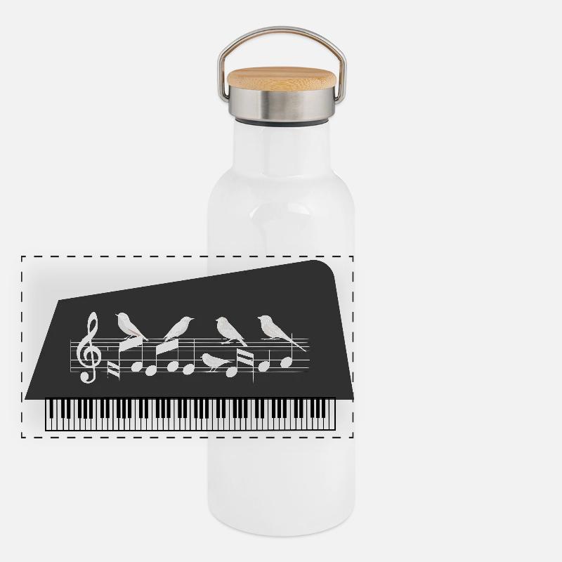 Partition Oiseaux Assis sur Piano - Partition Piano Gourde isotherme avec bouchon en bambou