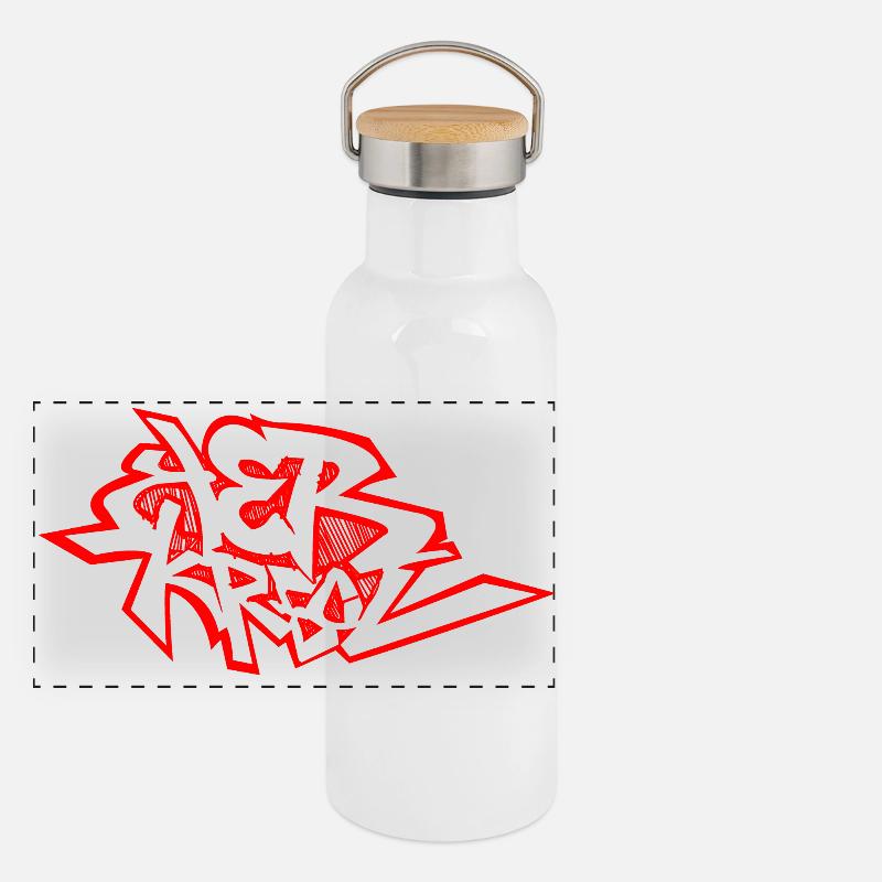 Graffiti 974 Ker Kreol - Rot Panorama Thermosflasche mit Bambusdeckel