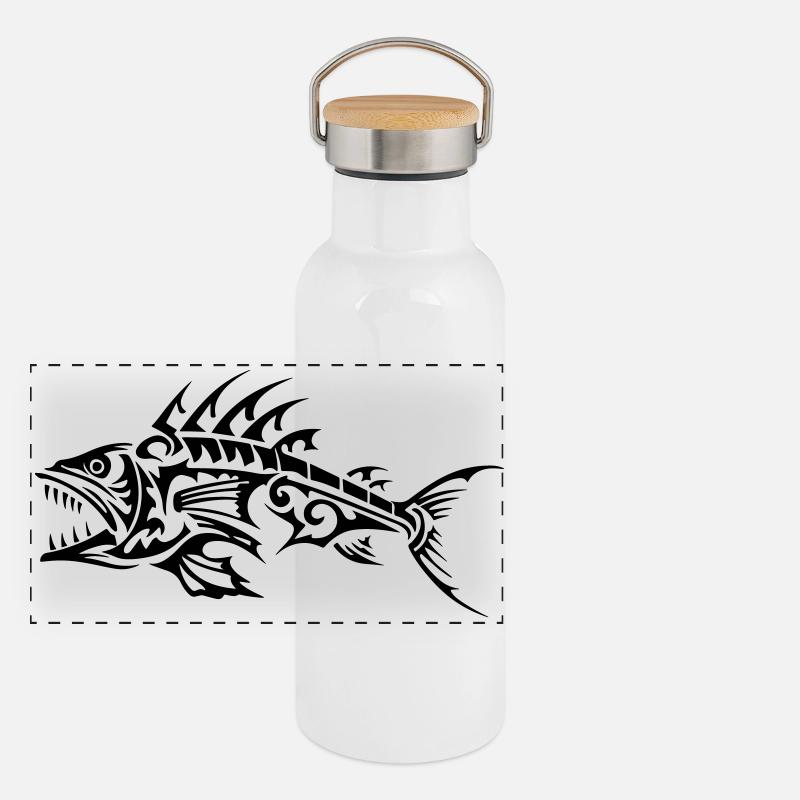 Fish Tribal Bones Panoramic Thermal Bottle with Bamboo Lid