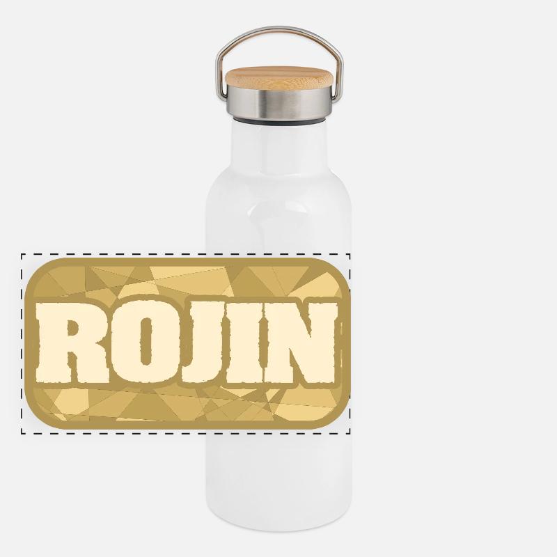 Rojin comme santé Gourde isotherme avec bouchon en bambou