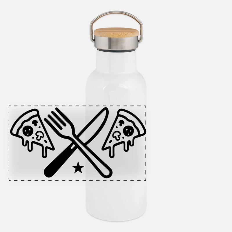 Pizza Cutlery Panoramic Thermal Bottle with Bamboo Lid