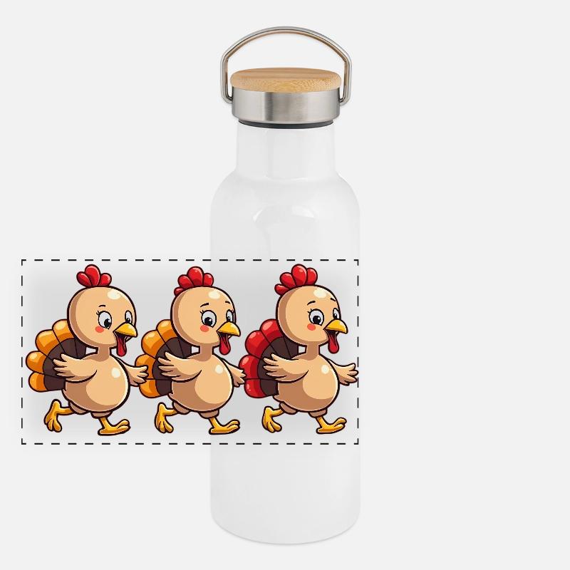 Bébé dinde de Thanksgiving Gourde isotherme avec bouchon en bambou