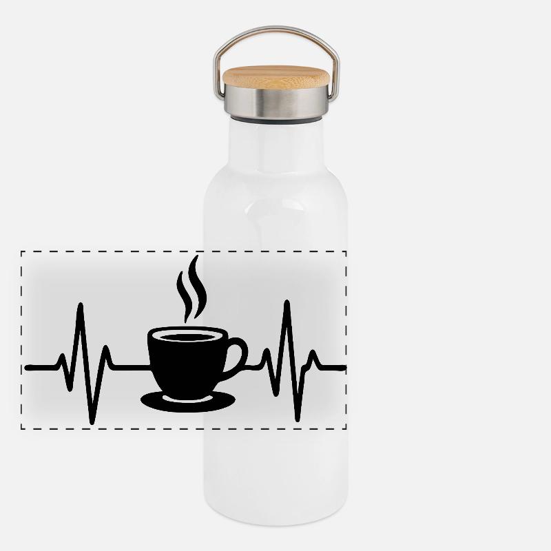 Broken Heart Kaffeetasse Minimalistisches Liniendesign Panorama Thermosflasche mit Bambusdeckel