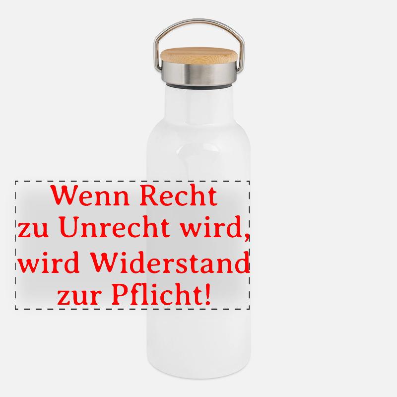 Recht zu Unrecht wird, wird Widerstand zur Pflicht Panorama Thermosflasche mit Bambusdeckel