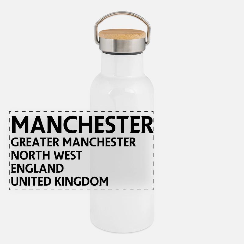 Manchester – Angleterre Lyrique Gourde isotherme avec bouchon en bambou