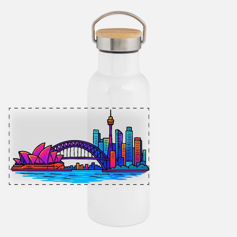 Skyline Sydney Panorama Thermosflasche mit Bambusdeckel