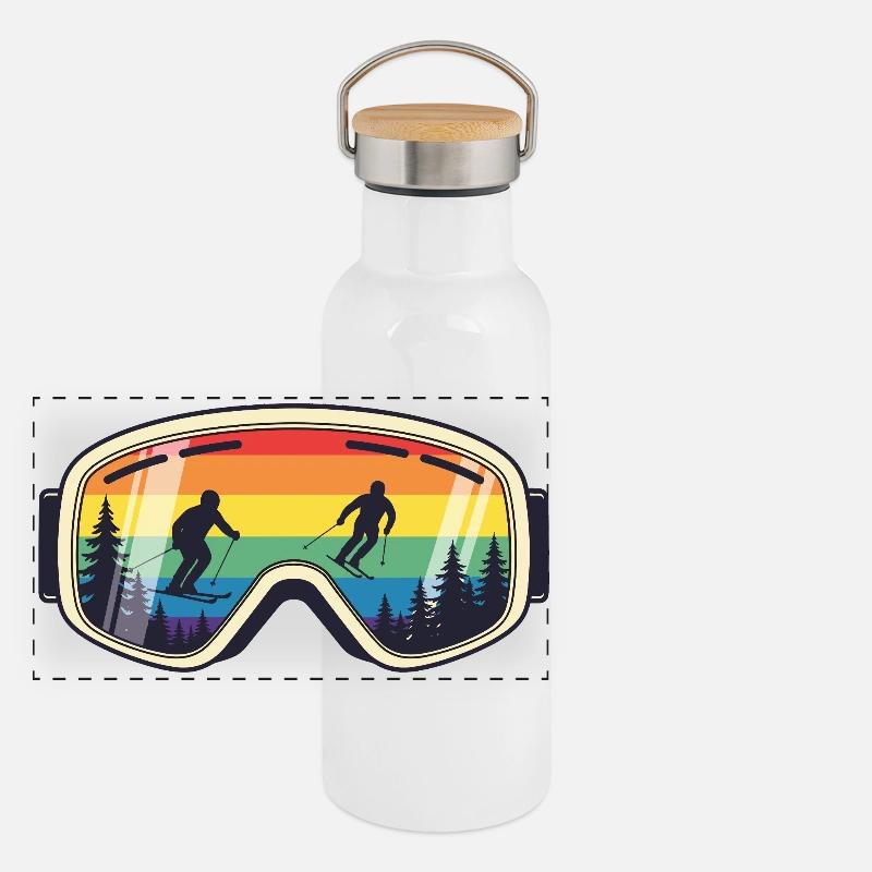 Ski Goggles Arc Ciel Mountain Panoramic Thermal Bottle with Bamboo Lid