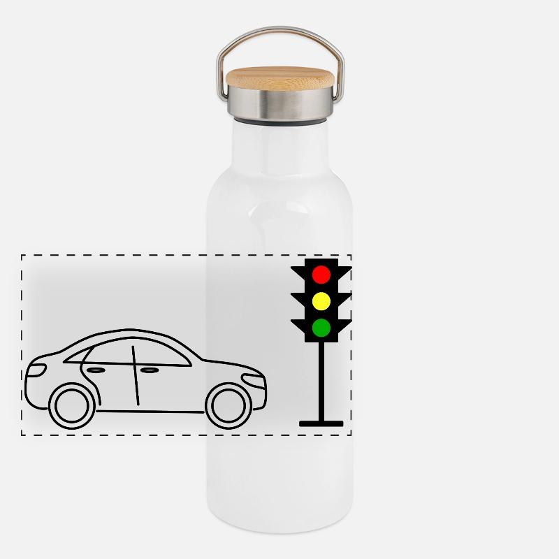 Ampel mit Auto Panorama Thermosflasche mit Bambusdeckel