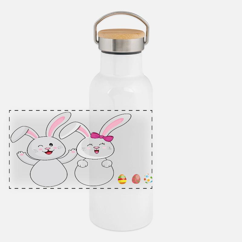 Kuschelhäschen  Panorama Thermosflasche mit Bambusdeckel