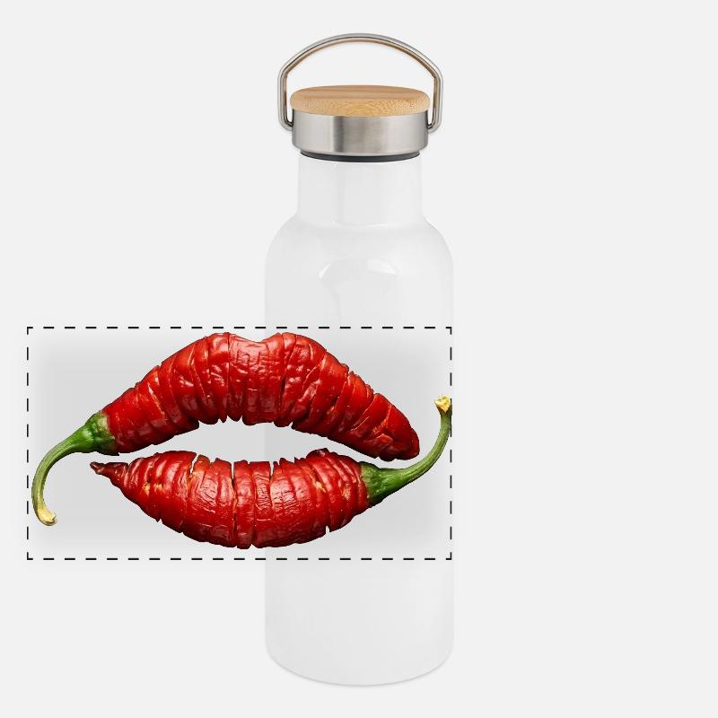 Peperoni Panorama Thermosflasche mit Bambusdeckel