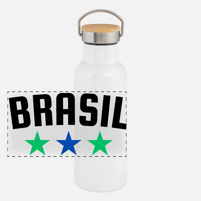 Brazil Three Star Design Panoramic Thermal Bottle with Bamboo Lid