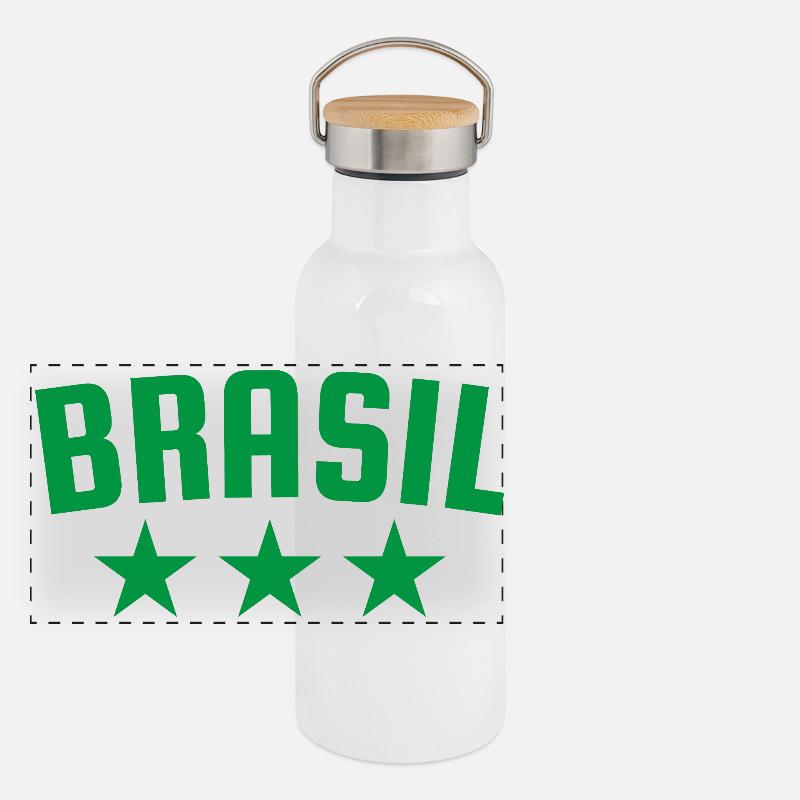 Brésil 3 étoiles Design Green Gourde isotherme avec bouchon en bambou