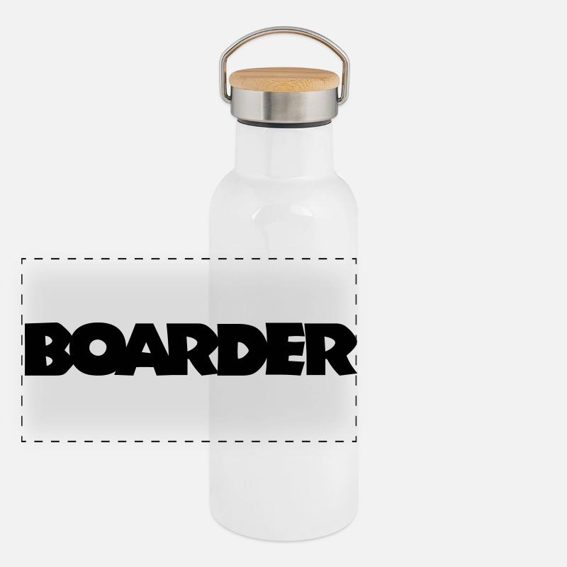 Boarder (Black) Panoramic Thermal Bottle with Bamboo Lid