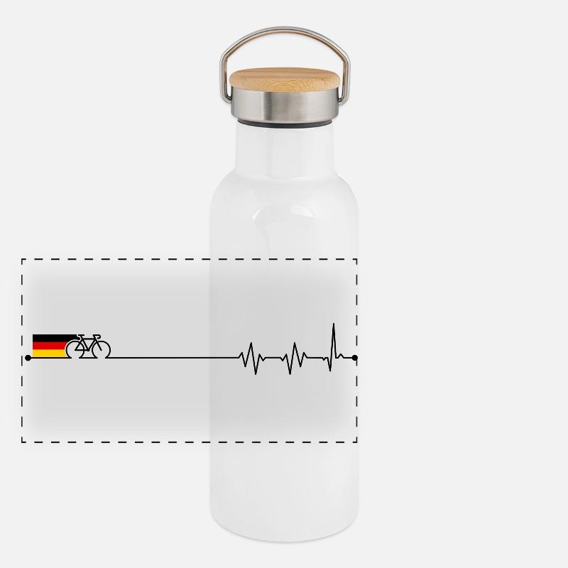 Drapeau allemand bicyclette Gourde isotherme avec bouchon en bambou