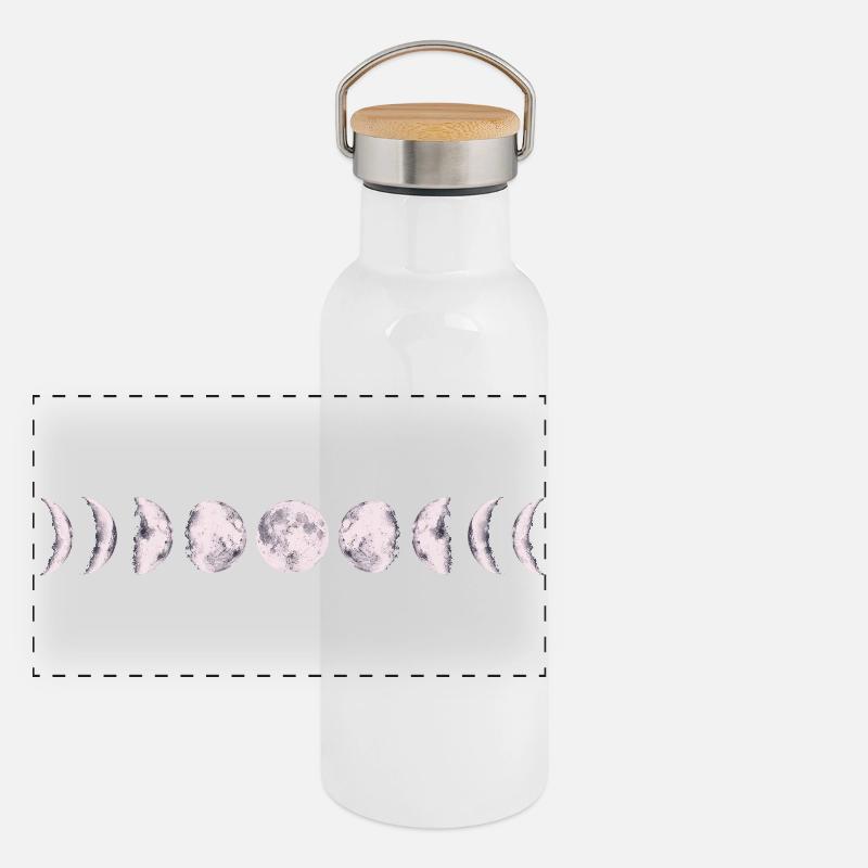 Moon Phase Cycle Print Panoramic Thermal Bottle with Bamboo Lid