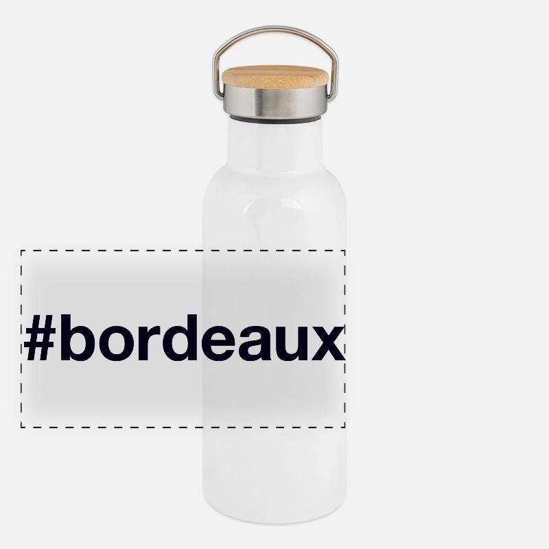 BORDEAUX Hashtag Panorama Thermosflasche mit Bambusdeckel