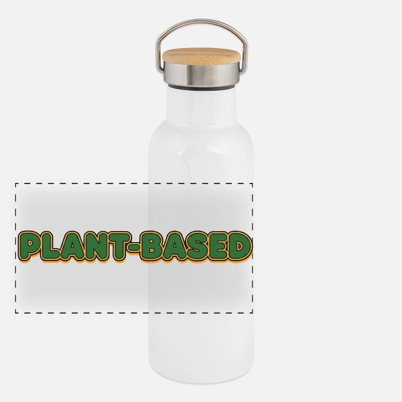 Lettrage rétro à base de plantes Gourde isotherme avec bouchon en bambou