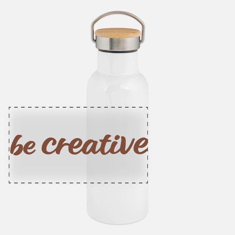 Be Creative Script Brown Panoramic Thermal Bottle with Bamboo Lid