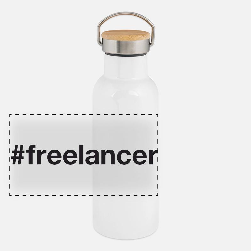 Freelancer Hashtag Panoramic Thermal Bottle with Bamboo Lid