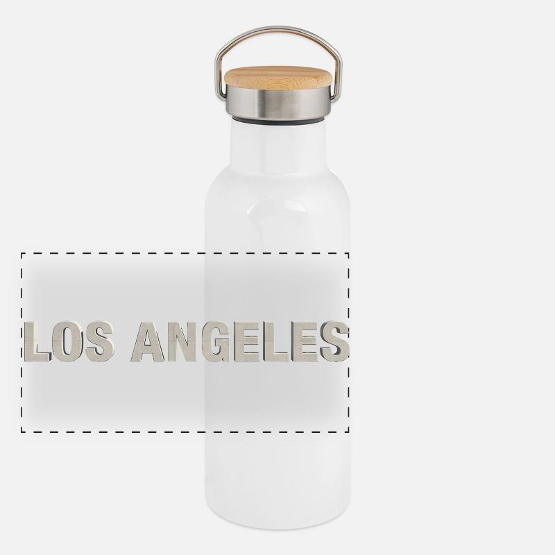 LOS ANGELES – Modern Concrete Typography Panoramic Thermal Bottle with Bamboo Lid