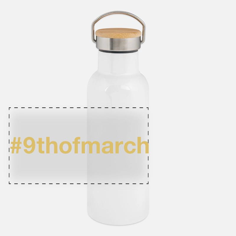 né le 9 mars Anniversaire anniversaire Gourde isotherme avec bouchon en bambou