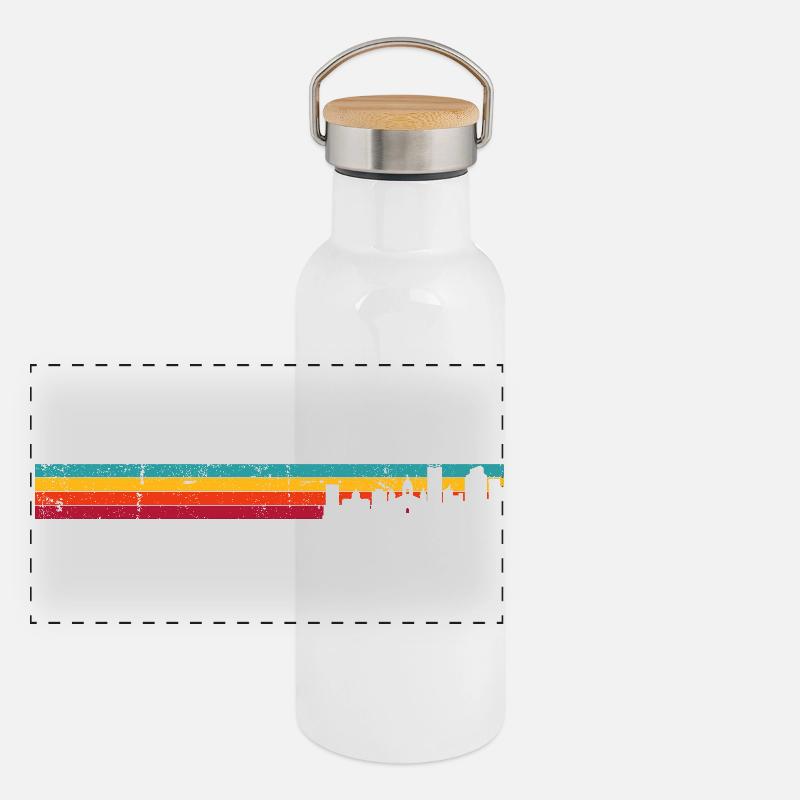 Kingston upon hull skyline retro - Panorama Thermosflasche mit Bambusdeckel - Weiß