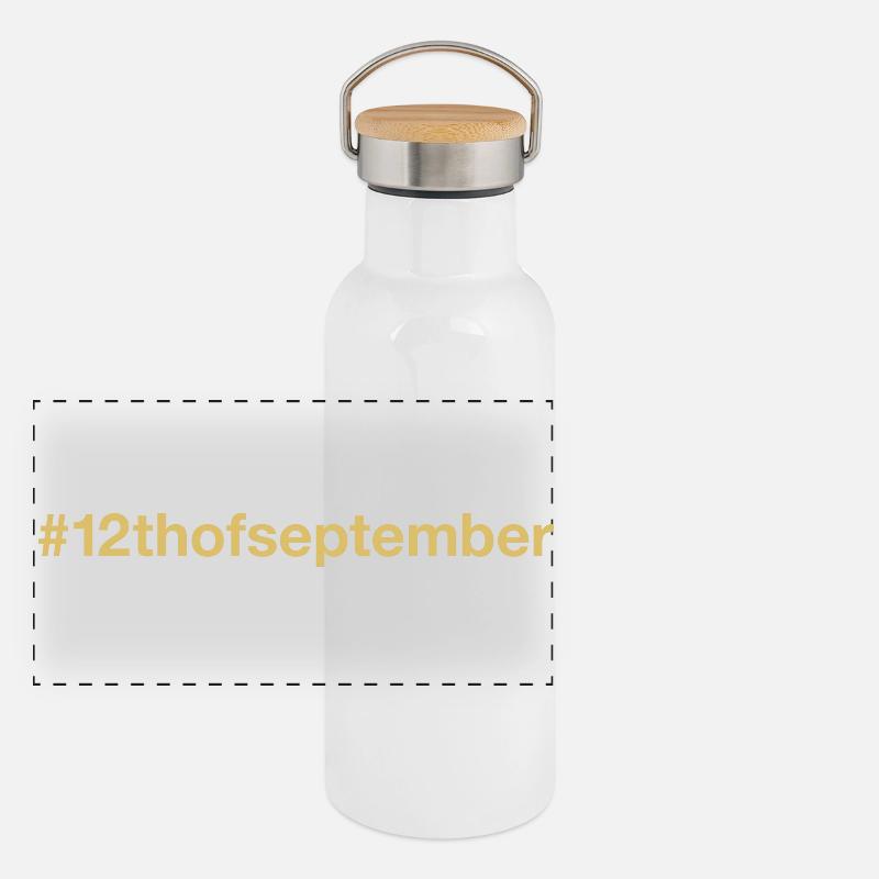 né le 12 Septembre Anniversaire Gourde isotherme avec bouchon en bambou