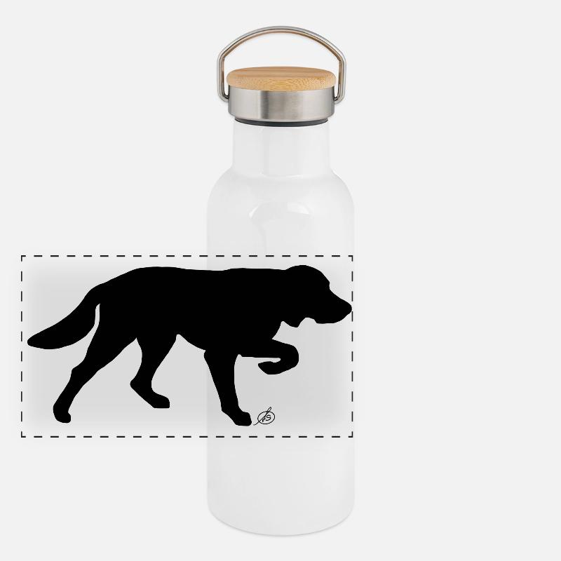 langhaariger Vorstehhund Panorama Thermosflasche mit Bambusdeckel