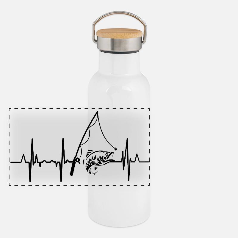 Fischerei Herzlinie Panorama Thermosflasche mit Bambusdeckel
