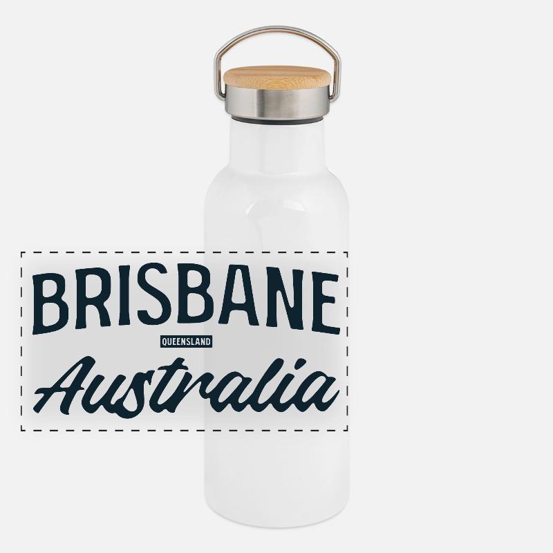 Brisbane Australie Script Gourde isotherme avec bouchon en bambou