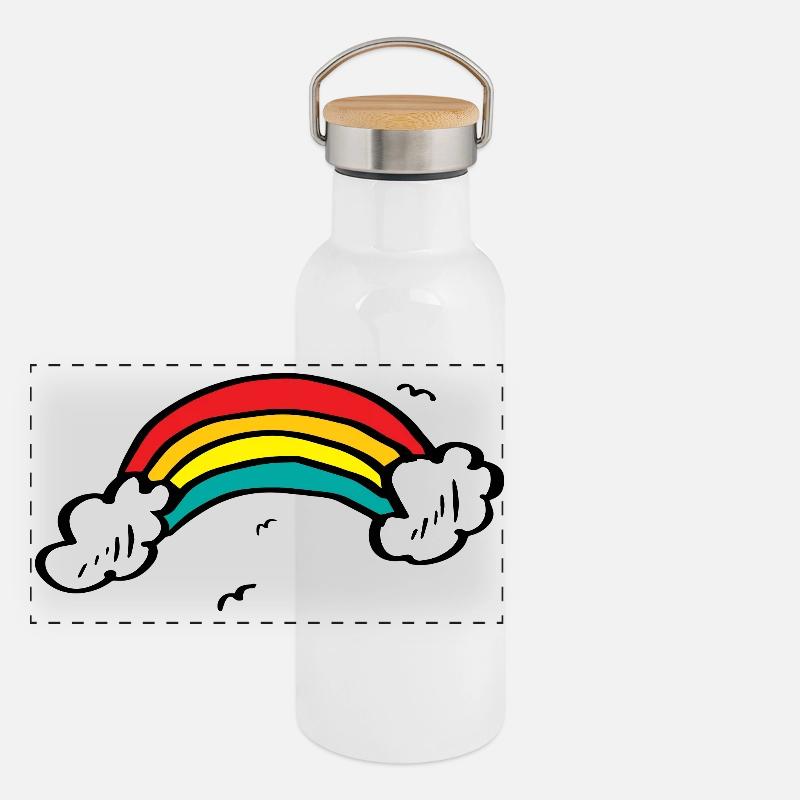Vivid Rainbow Arc Panoramic Thermal Bottle with Bamboo Lid