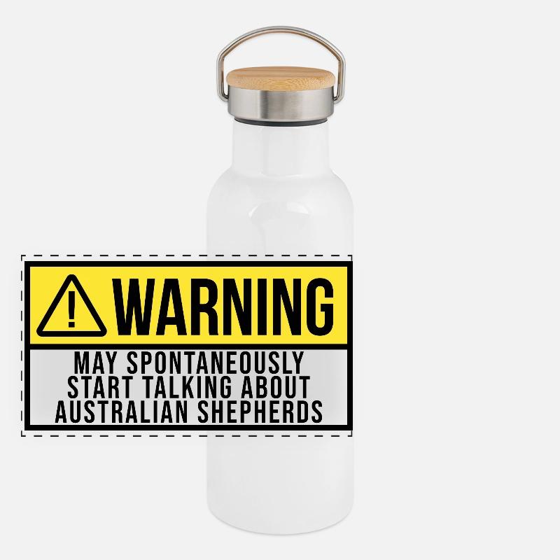 Australischer Schäferhund Panorama Thermosflasche mit Bambusdeckel