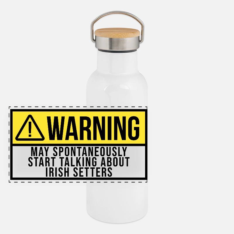 Irischer Setter Panorama Thermosflasche mit Bambusdeckel